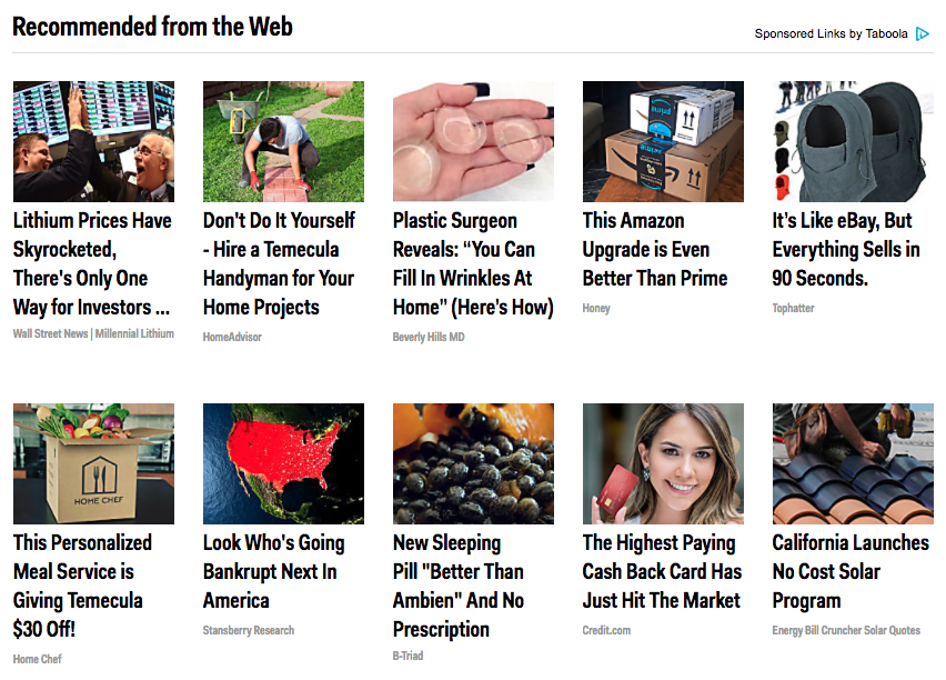 Taboola example ads