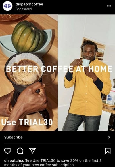 best instagram ads of 2021 dispatch coffee